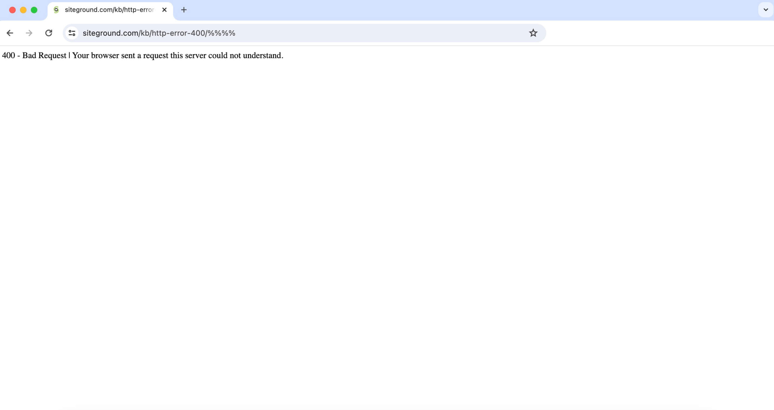 Capture d’écran de la page de code d’état de l’erreur http 400 dans Chrome