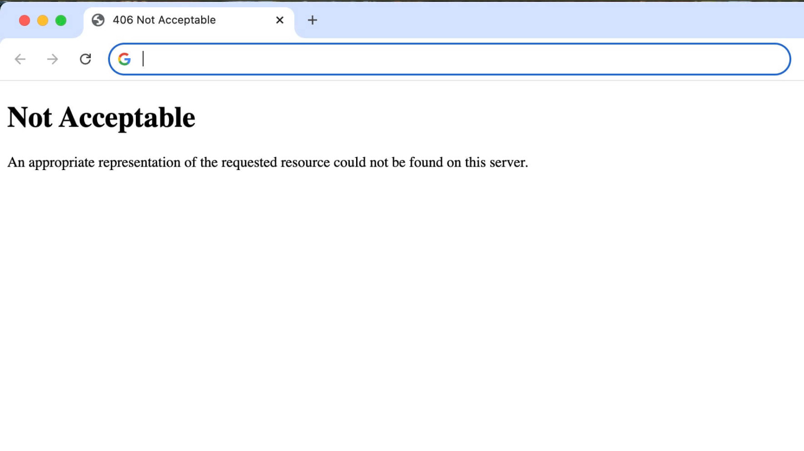Erreur HTTP 406 Not Acceptable 