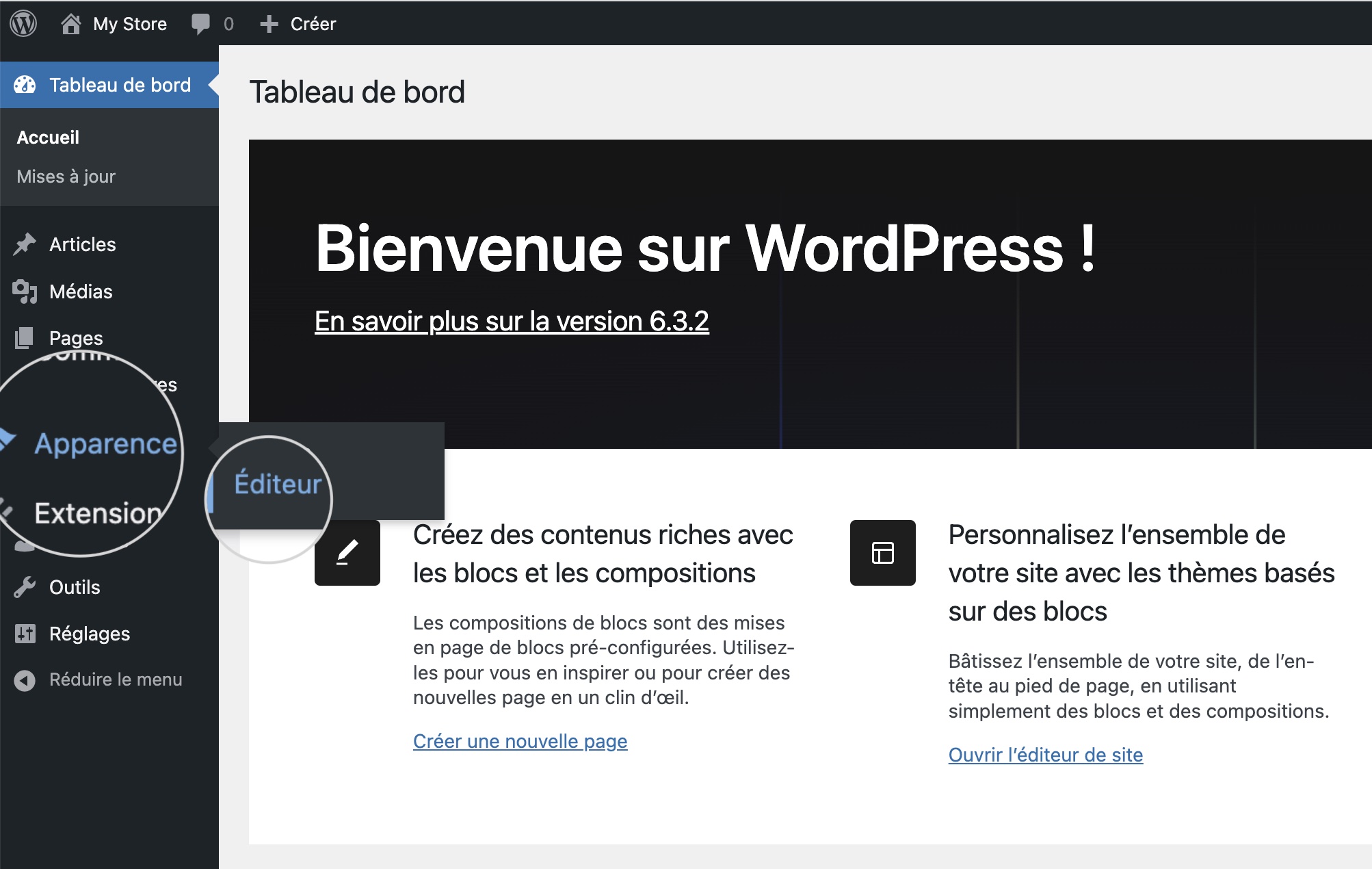 Comment accéder à l'éditeur de site complet pour personnaliser la margin et le padding