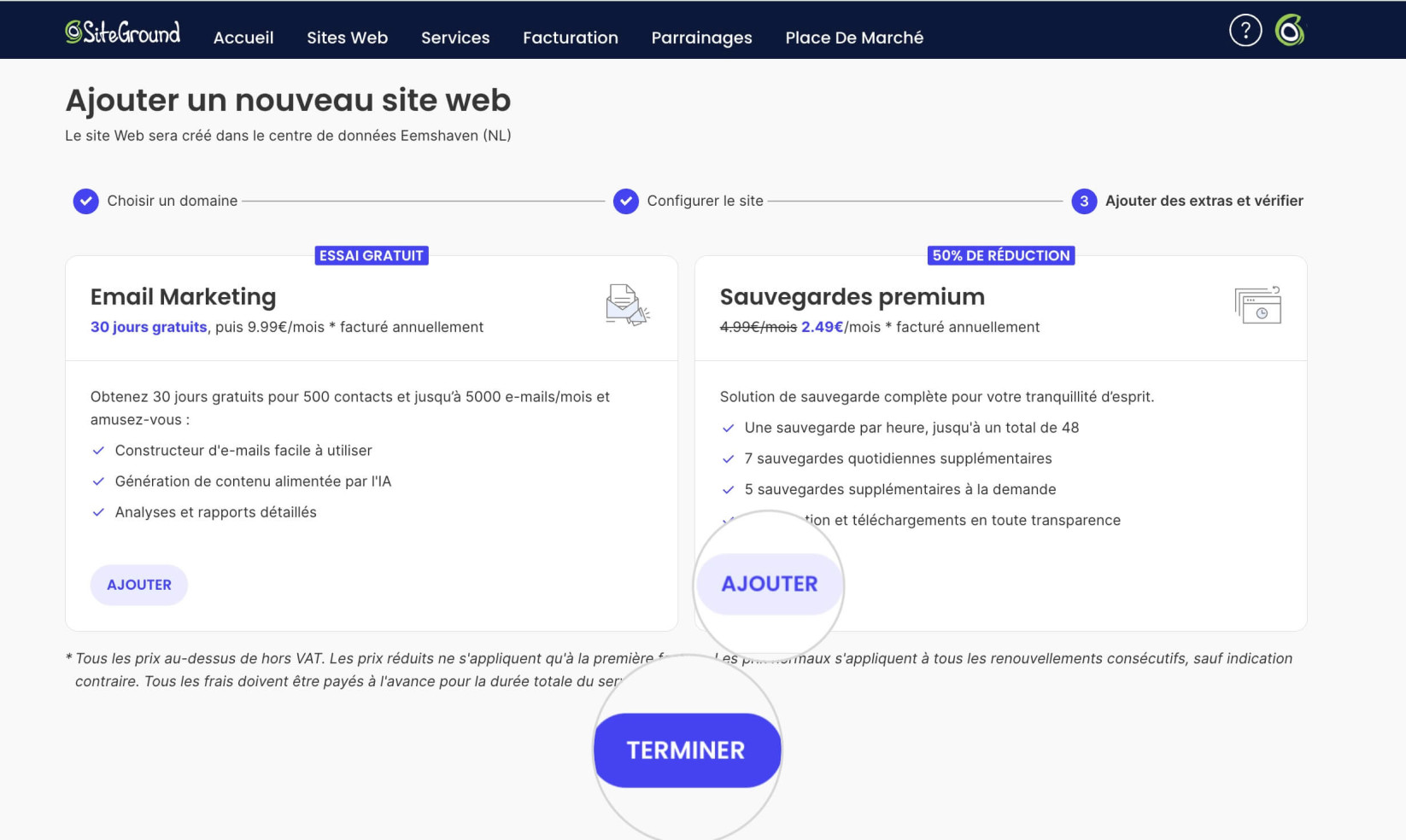 Ajout d'extras pour un nouveau site web
