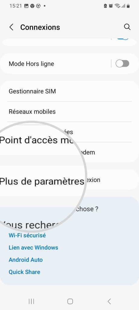 Capture d'écran de Plus de paramètres de connexion Android