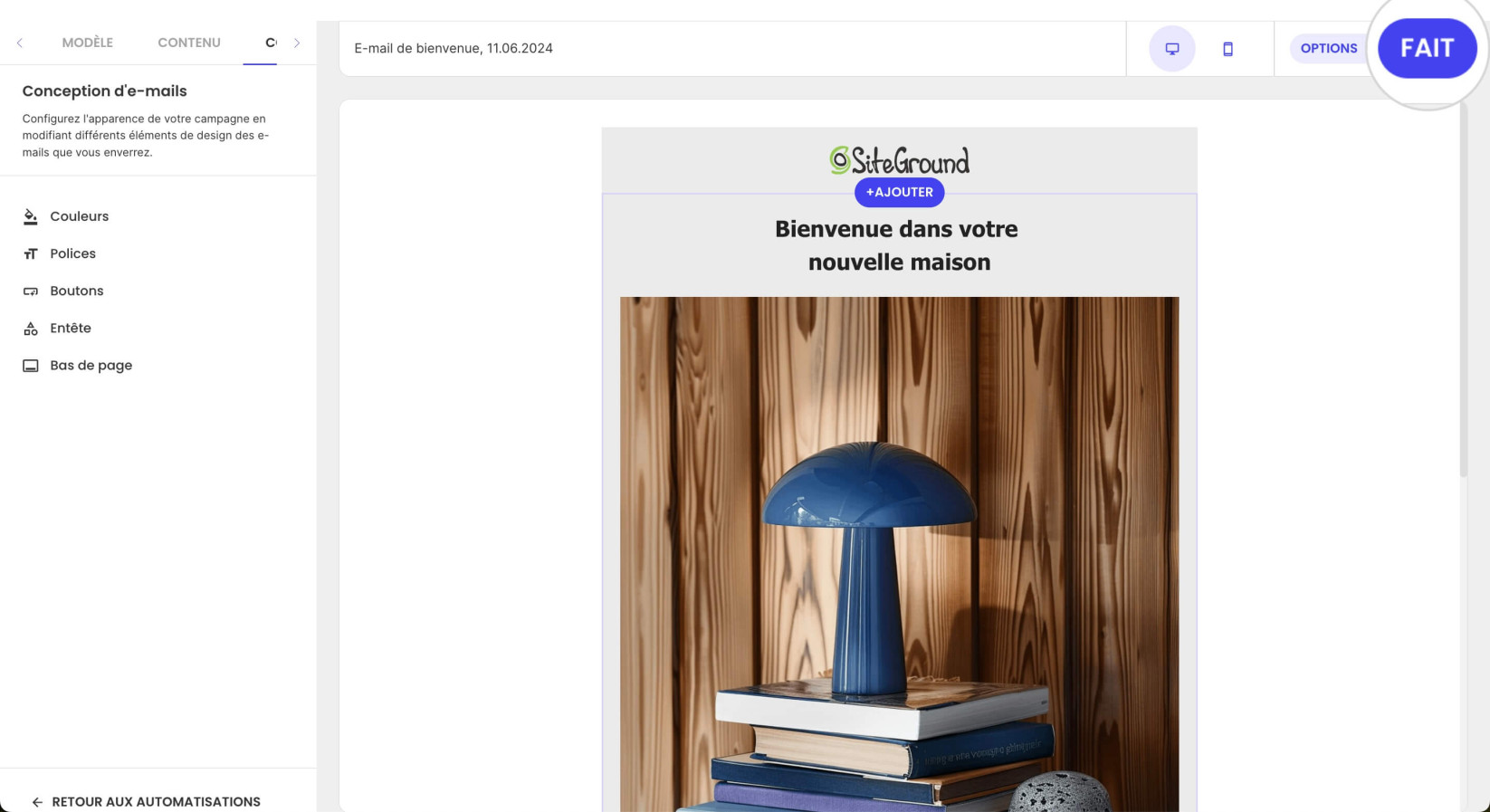 Finalisation de la conception des e-mails pour l'automatisation des e-mails 