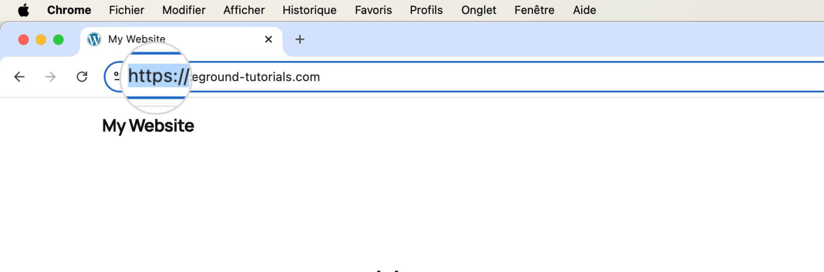 Barre d'adresse dans Chrome affichant le protocole HTTPS