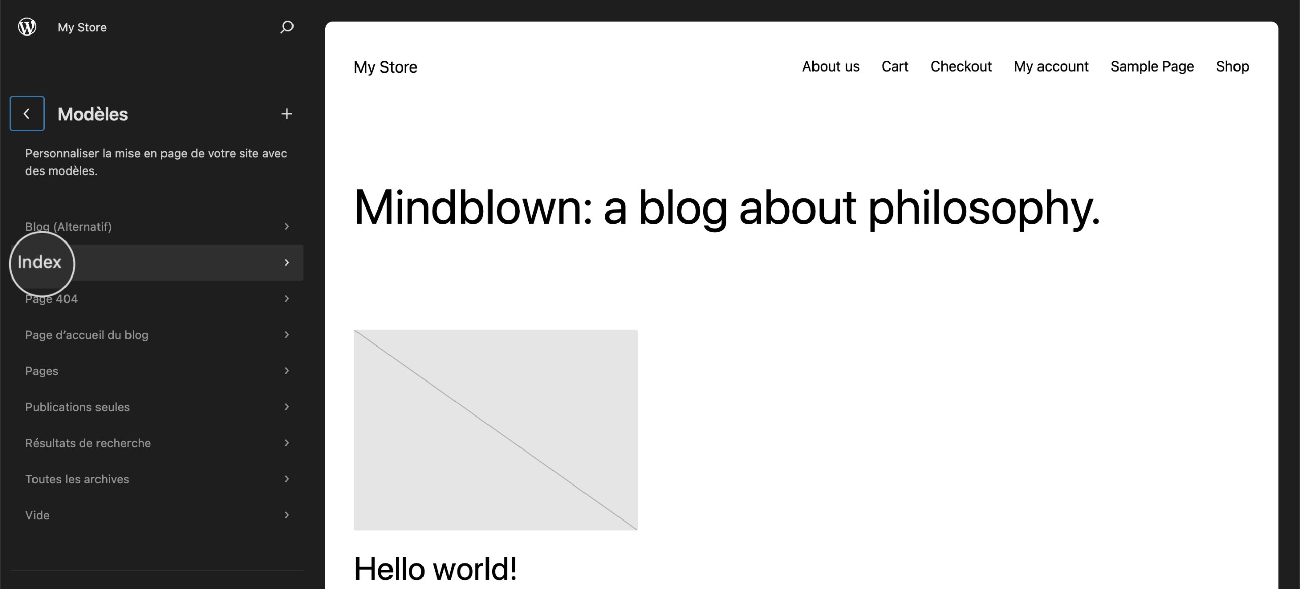 Choisissez un modèle de page pour modifier la margin et le padding