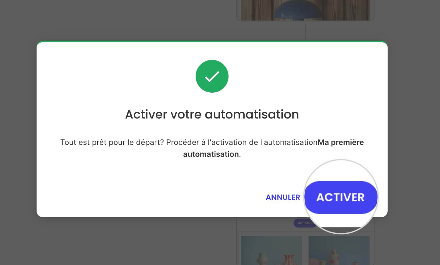 Confirmer l’activation d’une automatisation dans le Marketing par e-mail 
