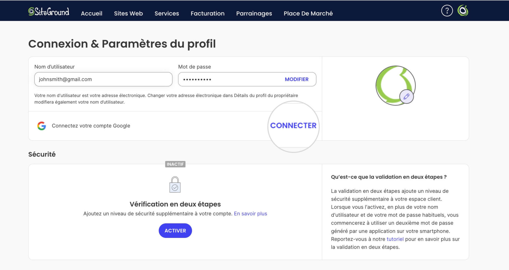 Connectez votre compte Google avec votre Espace Client 
