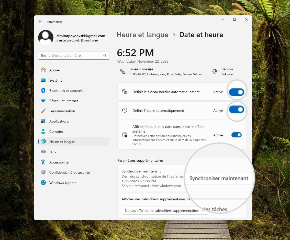 Correction de la date et de l'heure sous Windows