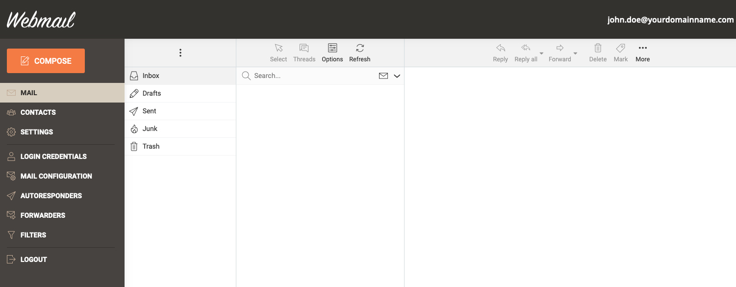Interface de Webmail 