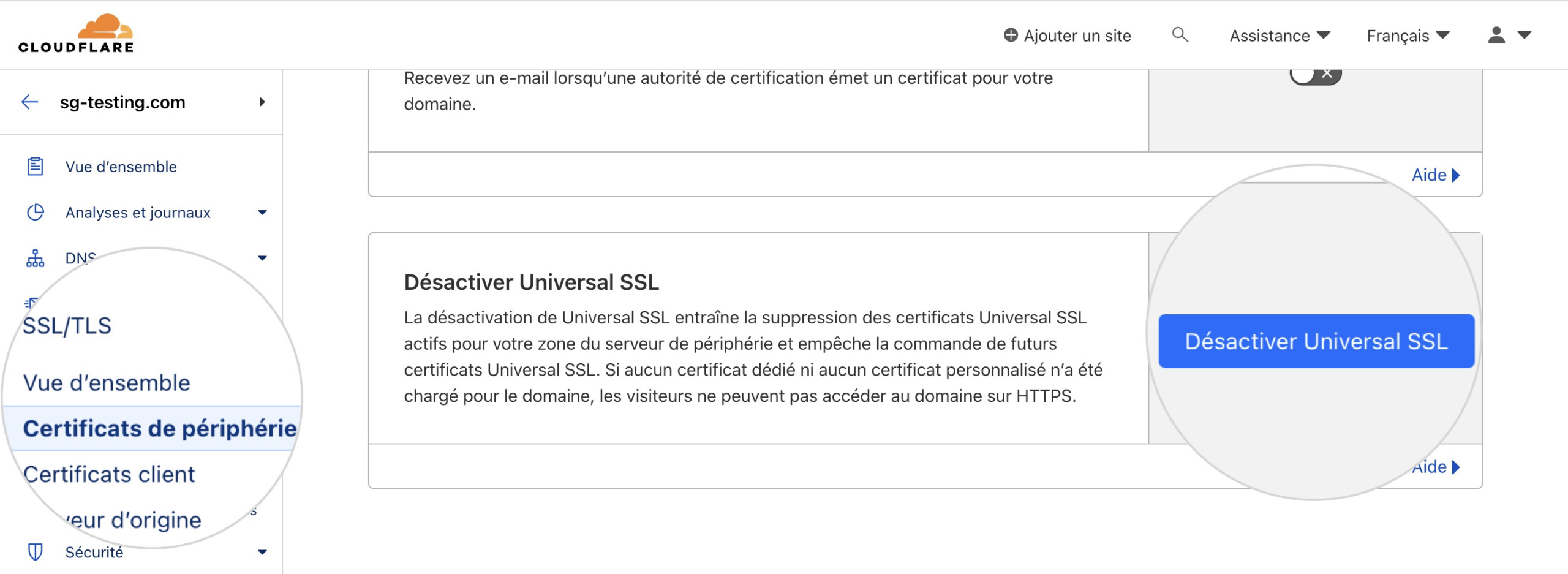 Désactivez et réactivez Universal SSL dans Cloudflare pour corriger ERR_SSL_VERSION_OR_CIPHER_MISMATCH