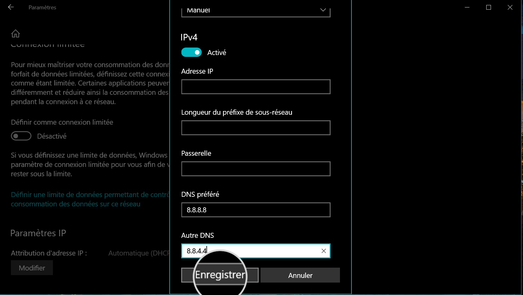 Configurer Google DNS pour l'utiliser comme réseau sous Windows
