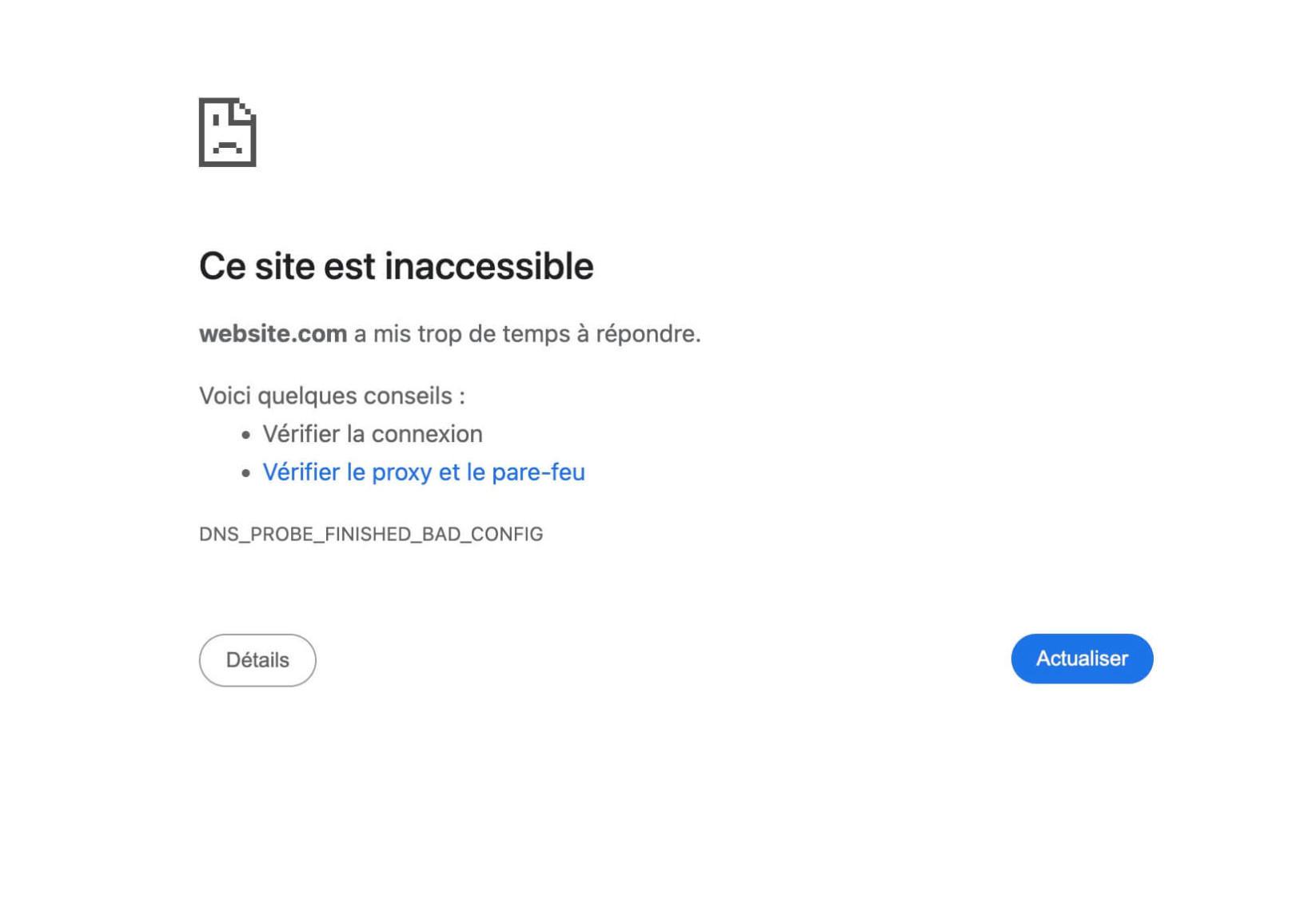 Erreur DNS_PROBE_FINISHED_BAD_CONFIG