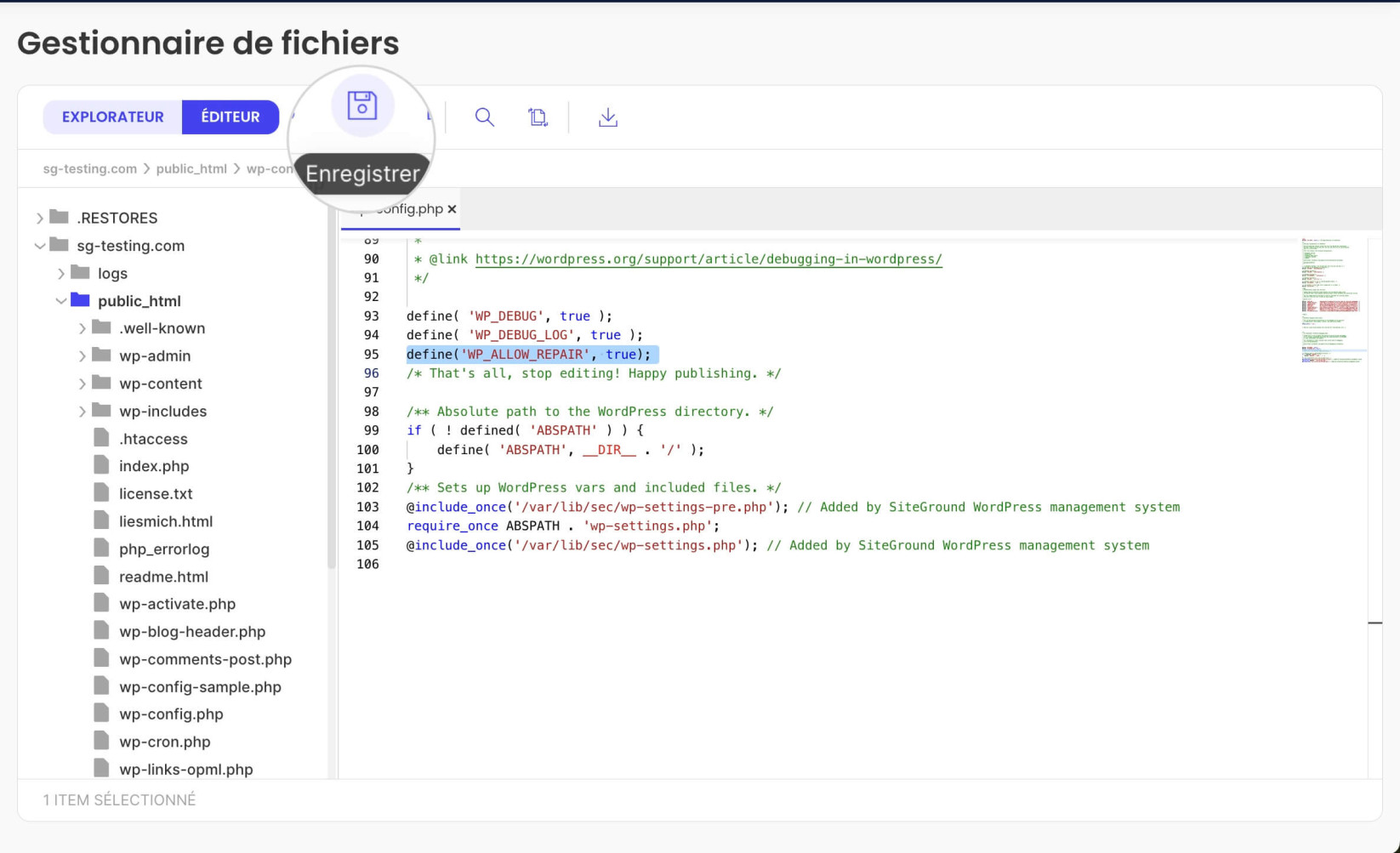 Activer le mode de réparation de WordPress