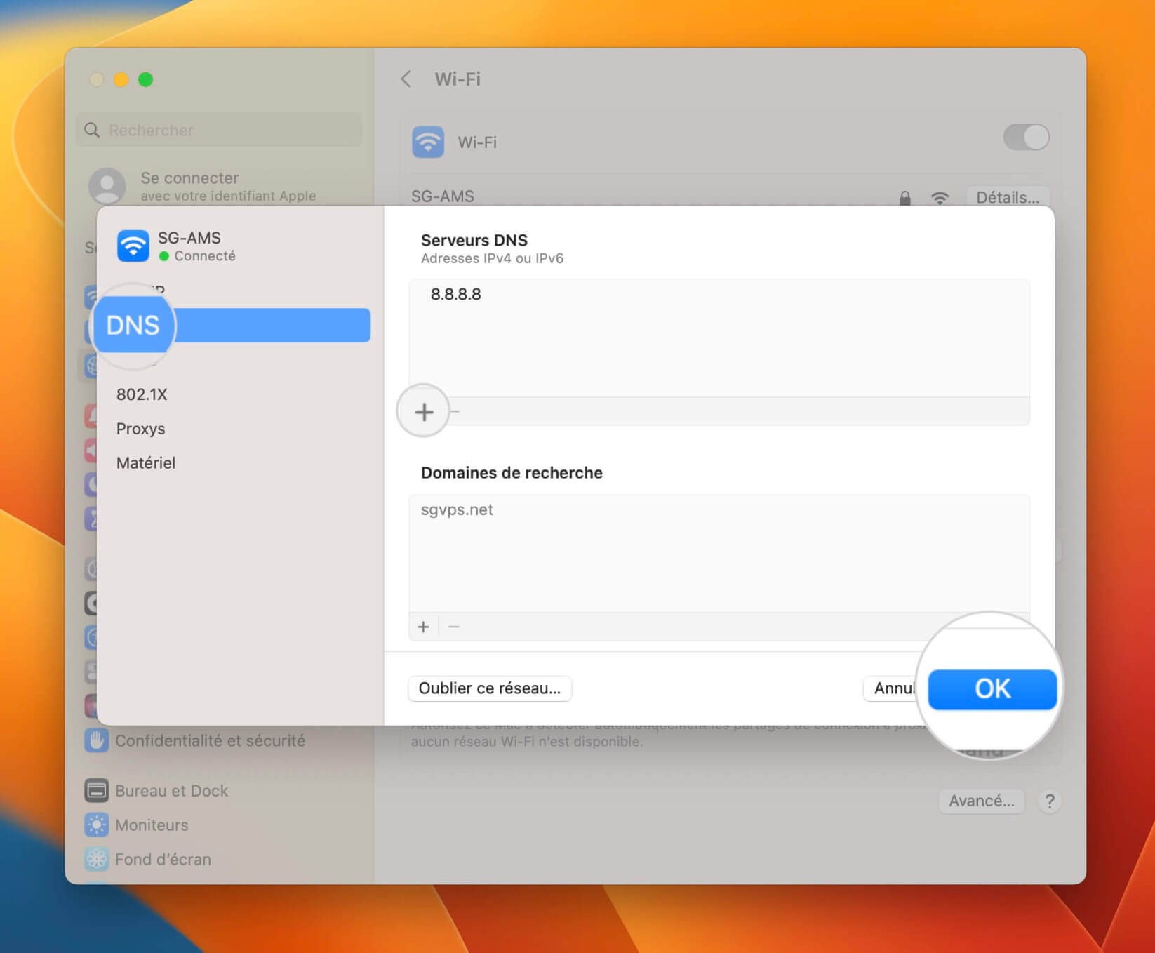 Paramètres DNS sur Mac