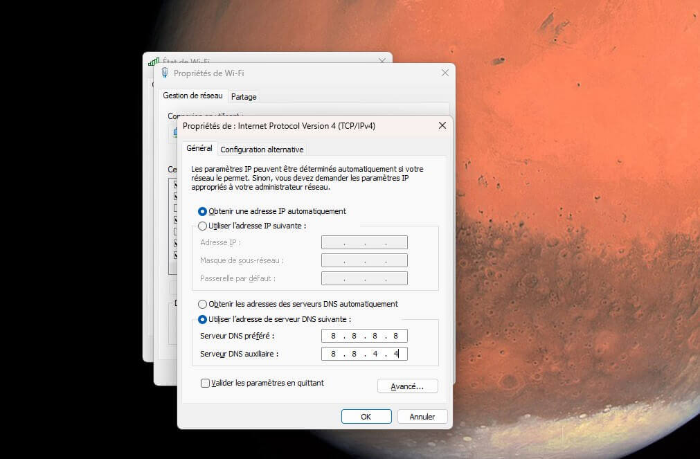 Paramètres des serveurs DNS dans Windows