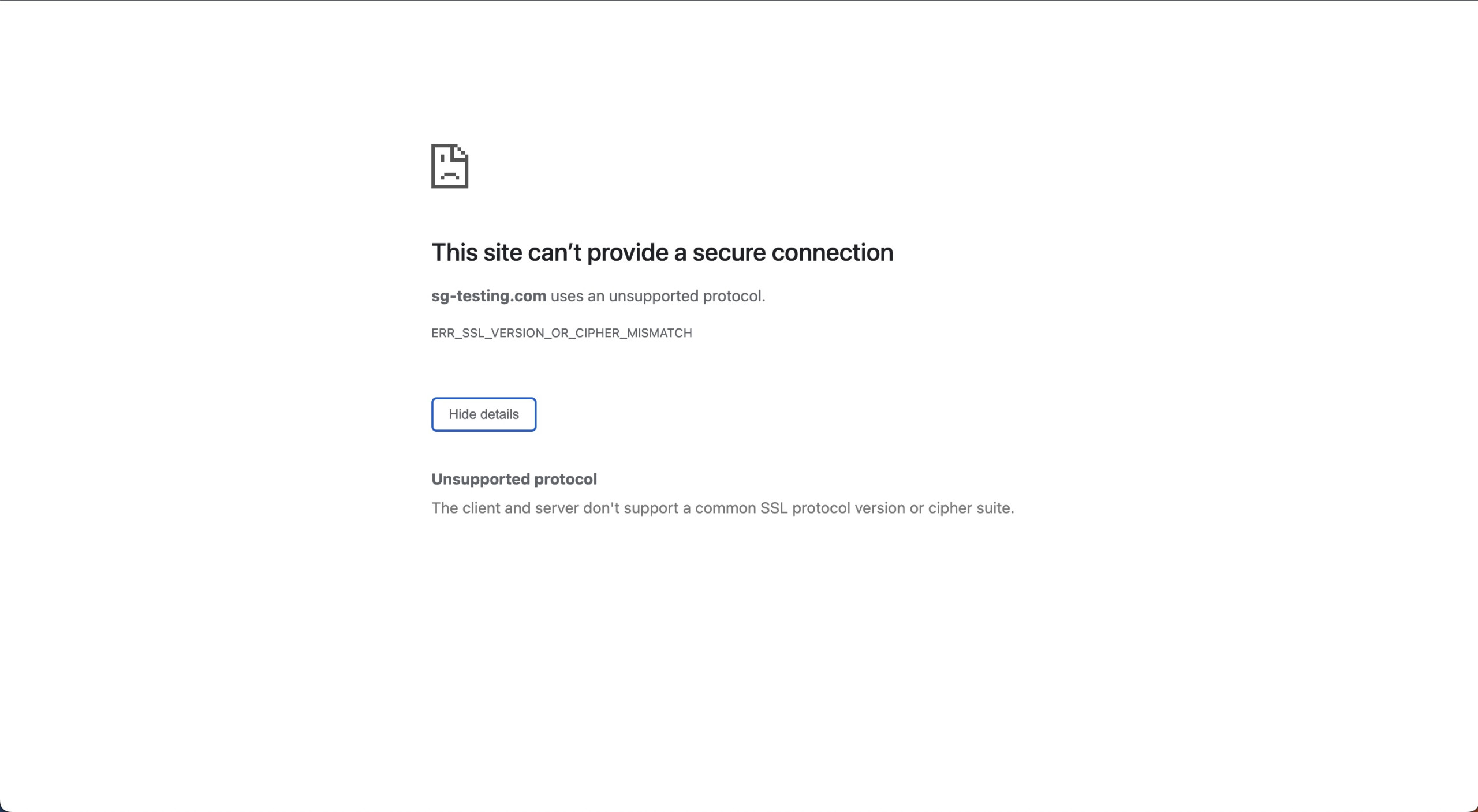 L'erreur ERR_SSL_VERSION_OR_CIPHER_MISMATCH sur Google Chrome