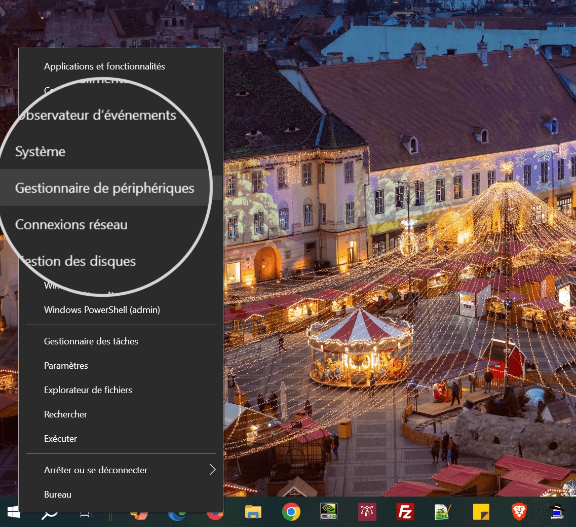 Accéder au Gestionnaire de périphériques dans Windows pour mettre à jour les pilotes réseau.