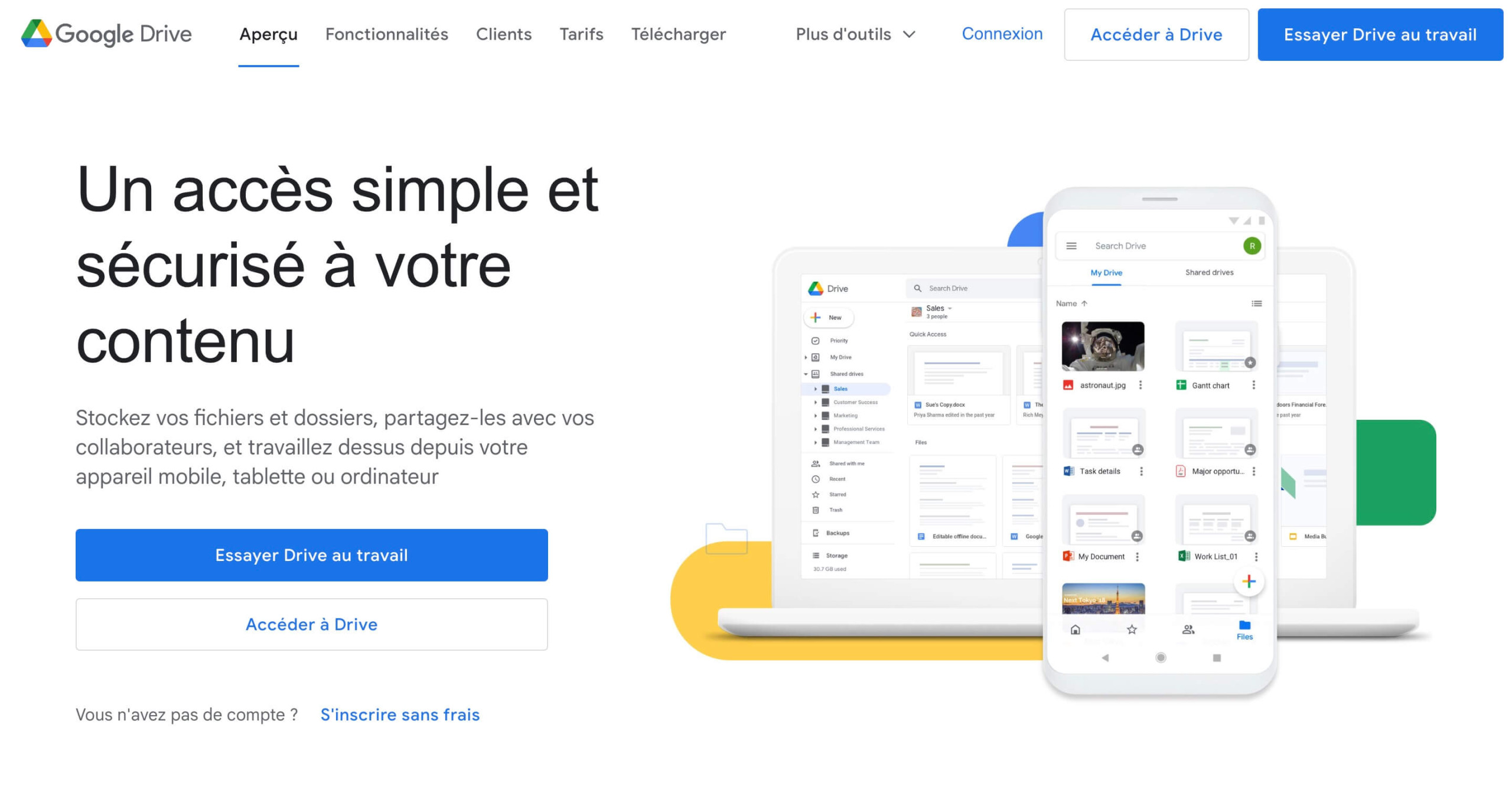 Page d'accueil de Google Drive