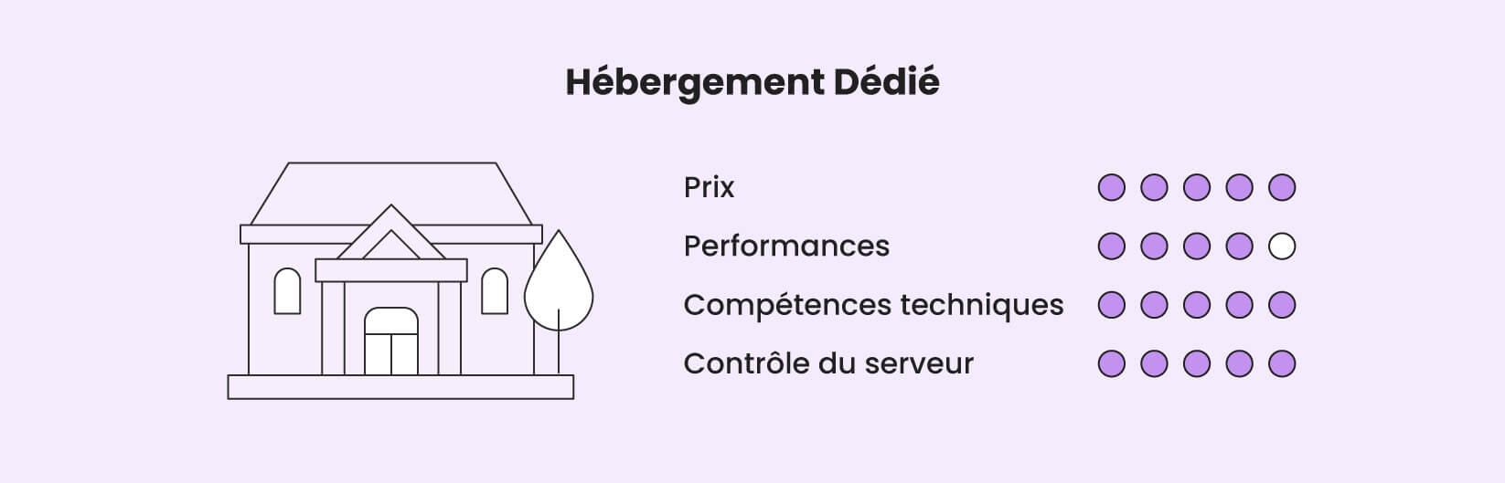 Une infographie montrant les facteurs d'hébergement web dédié