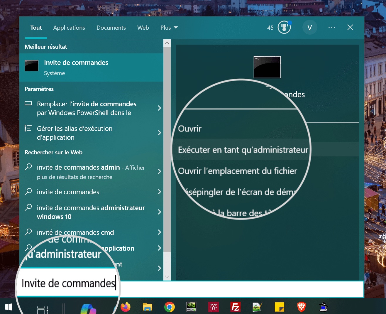 Exécution de l’invite de commande en tant qu’administrateur pour résoudre les erreurs réseau.