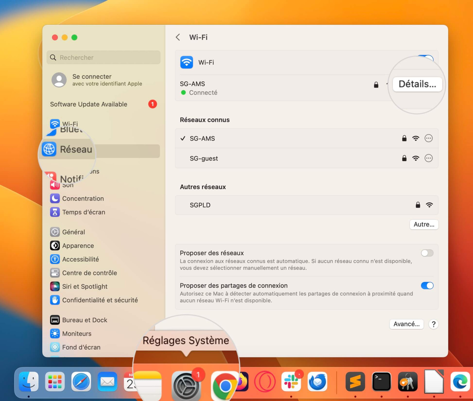 Paramètres réseau sur Mac