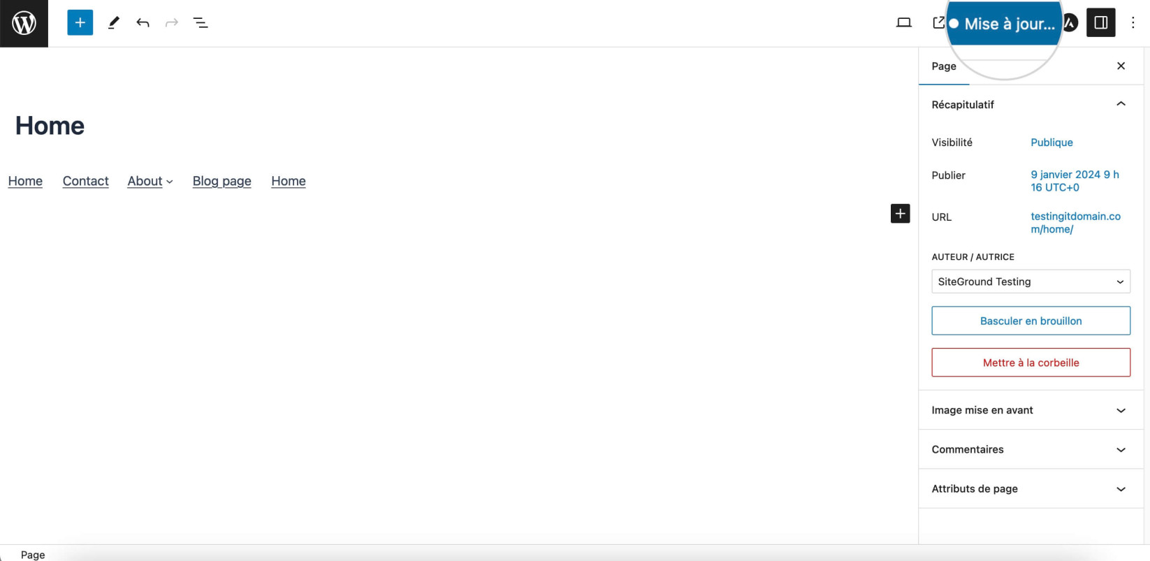 Capture d'écran montrant comment mettre à jour et enregistrer votre menu déroulant WordPress