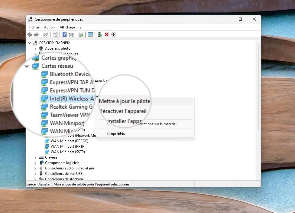 Mettre à jour le pilote de la carte réseau sous Windows