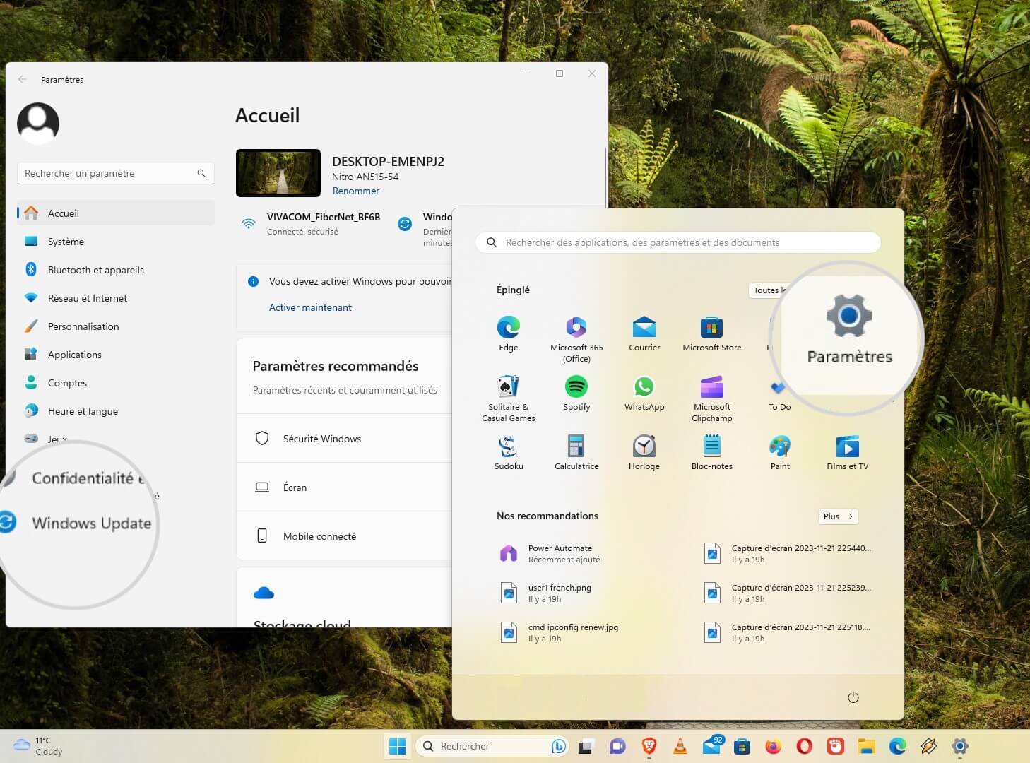 Rubrique « Windows Update »