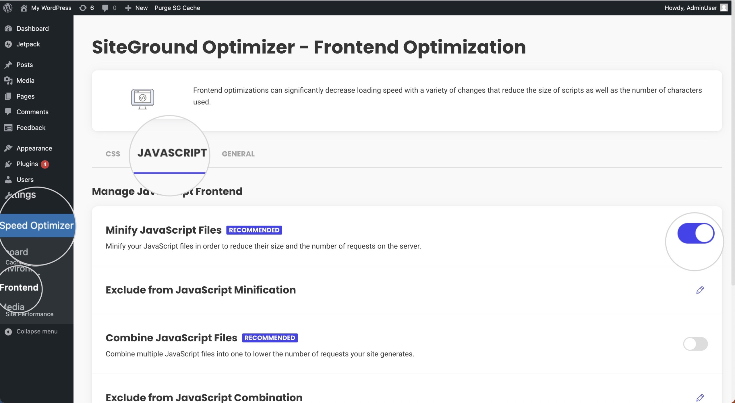 Minériser les fichiers JavaScript avec le plugin Speed Optimizer