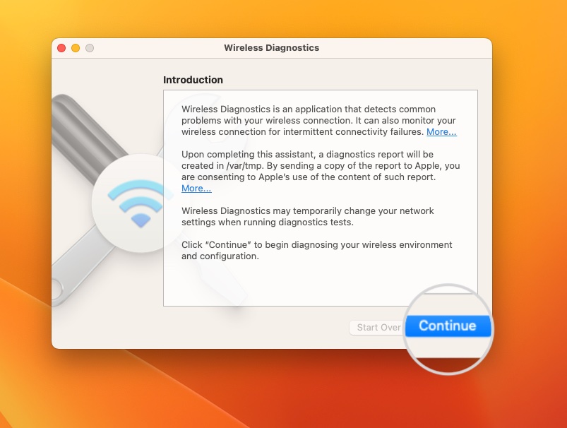 Assistant de diagnostic réseau sur Mac