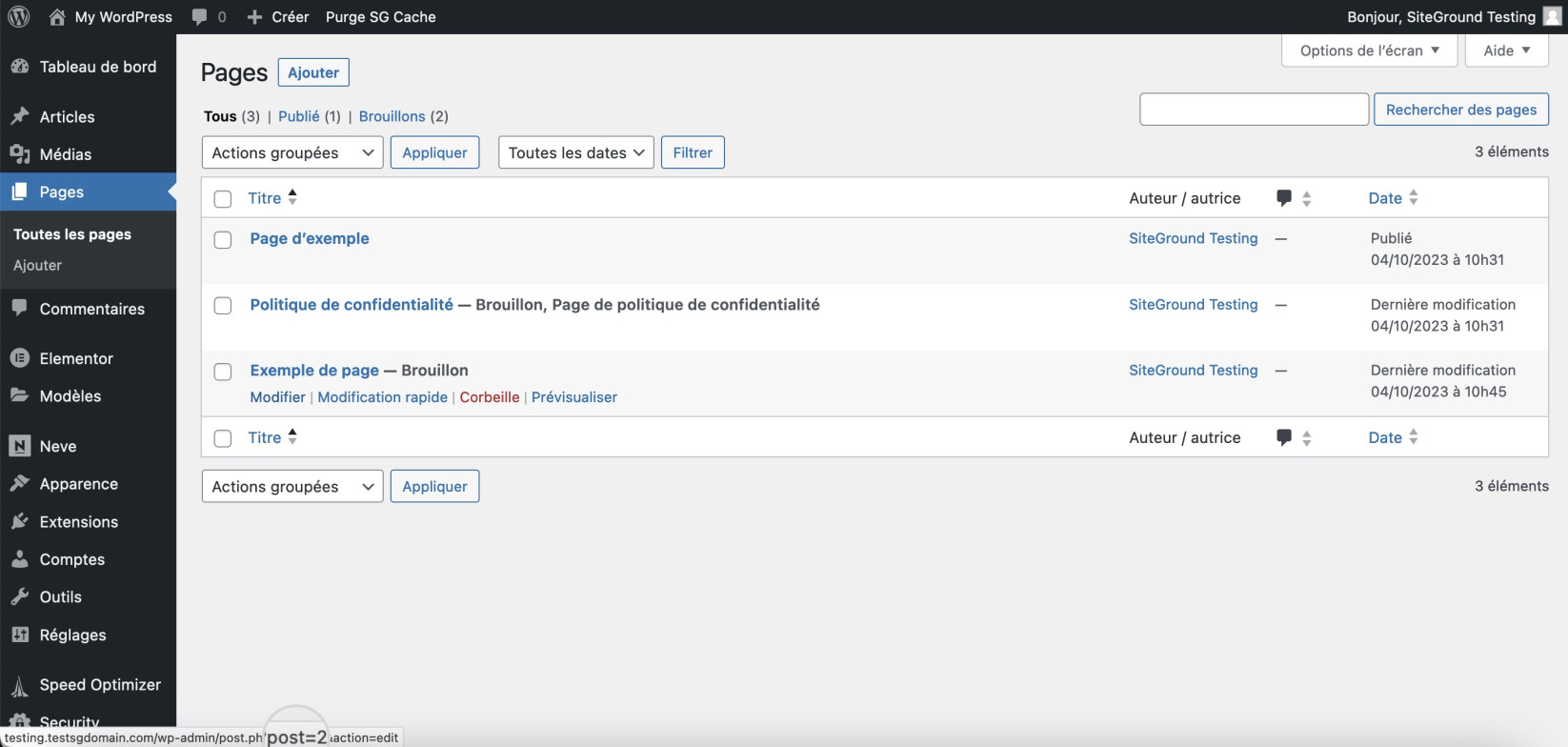Capture d’écran montrant comment localiser l’identifiant d’une page ou d’un article