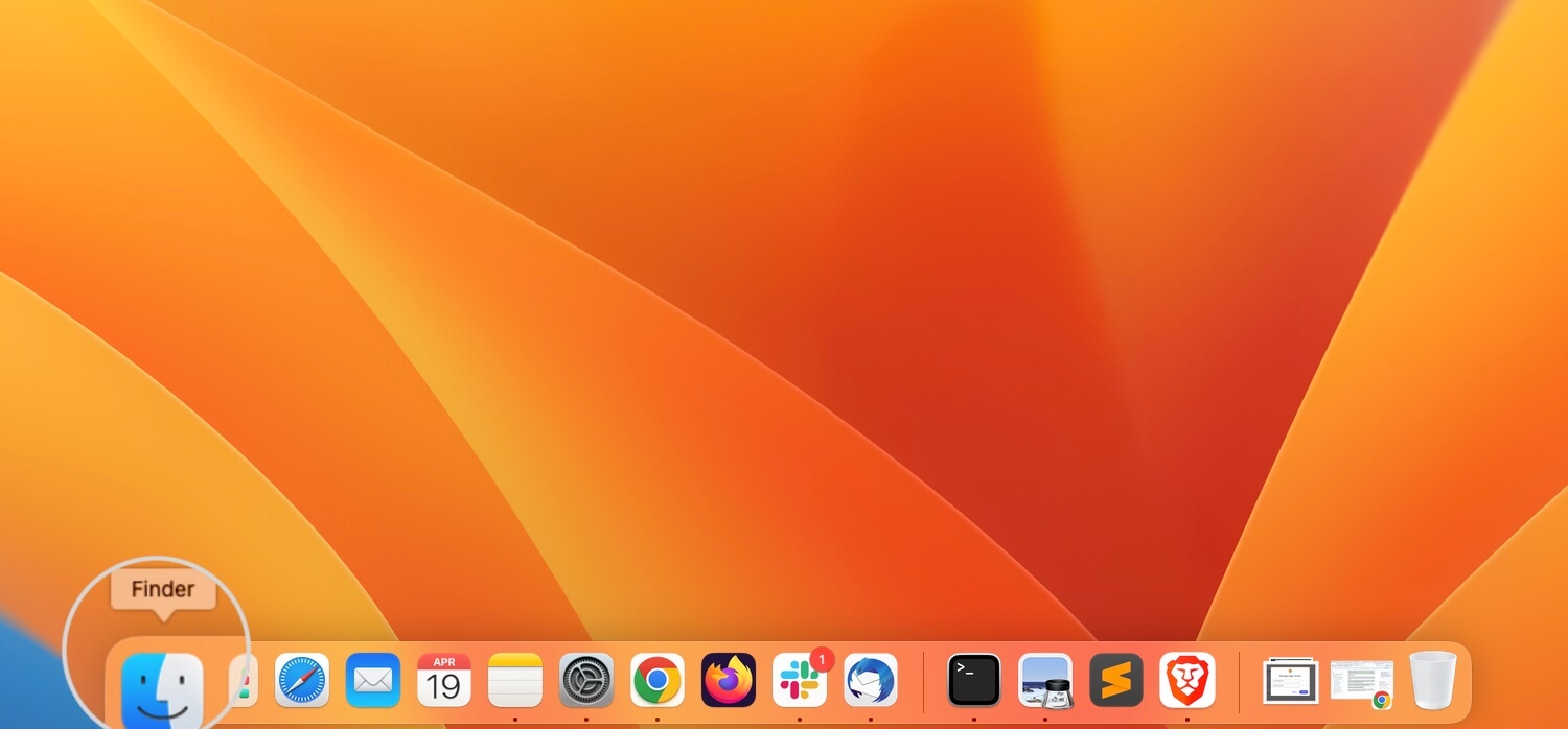 Ouvrir le Finder sur Mac pour supprimer les fichiers temporaires