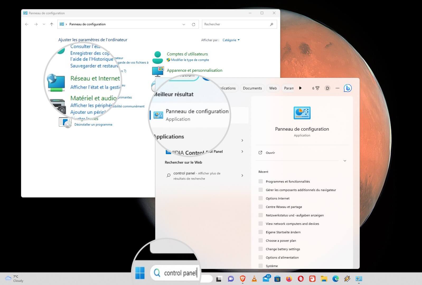 Ouvrir le panneau de configuration sous Windows pour désactiver IPv6