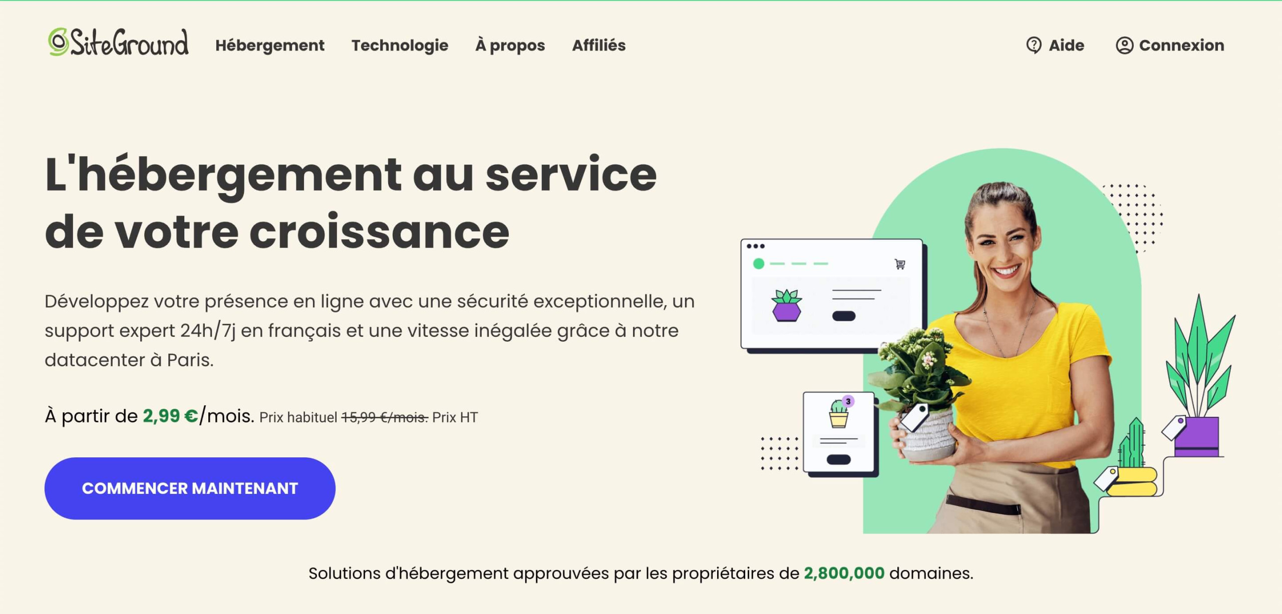 Page d'accueil de SiteGround