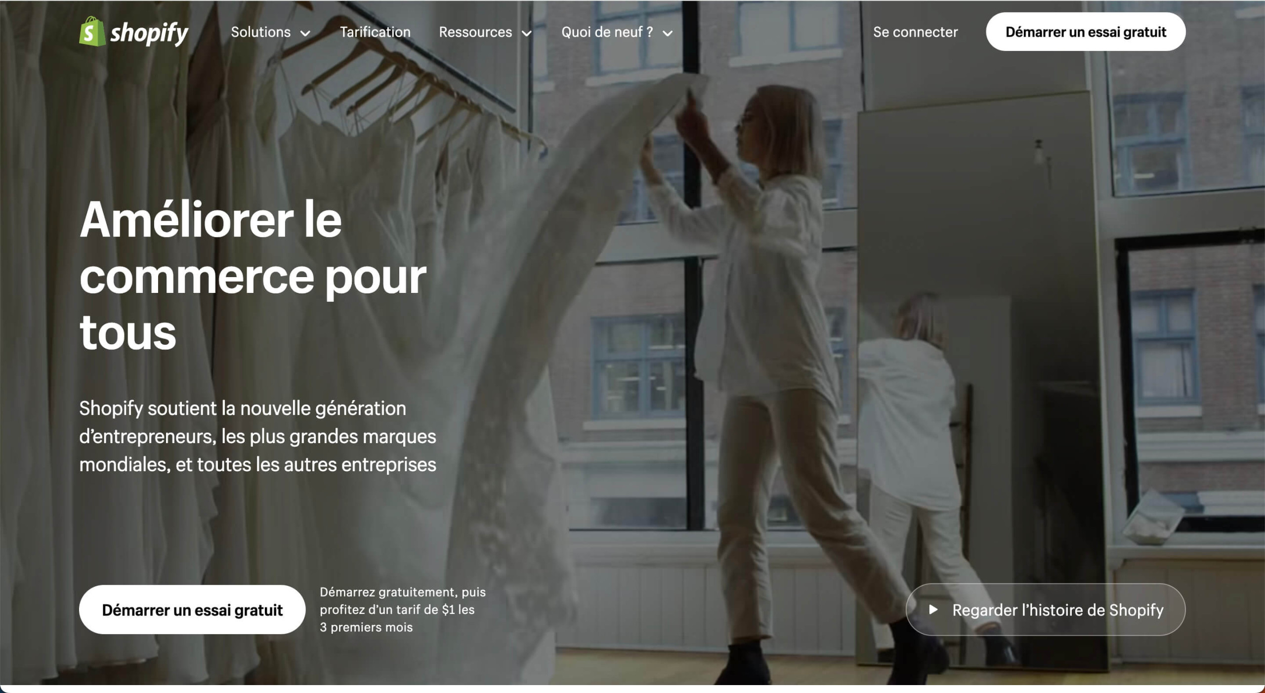 Une page d'accueil Shopify