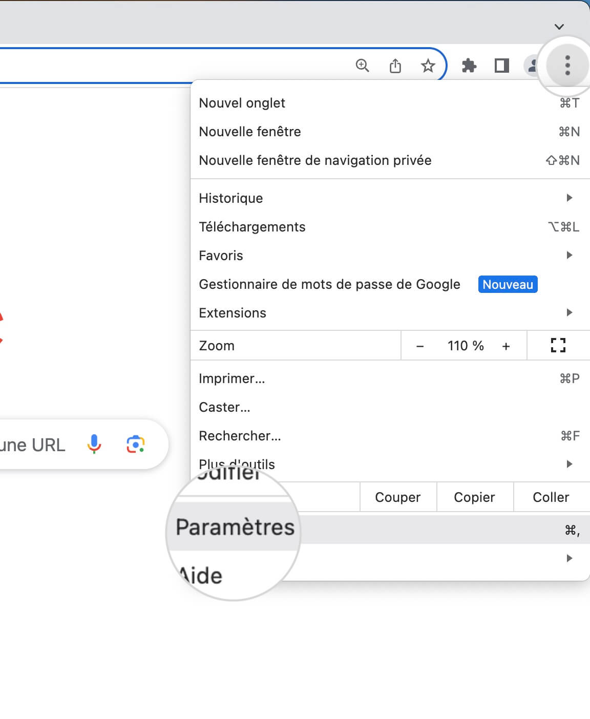 Ouvrez les paramètres de Chrome pour désactiver le serveur proxy
