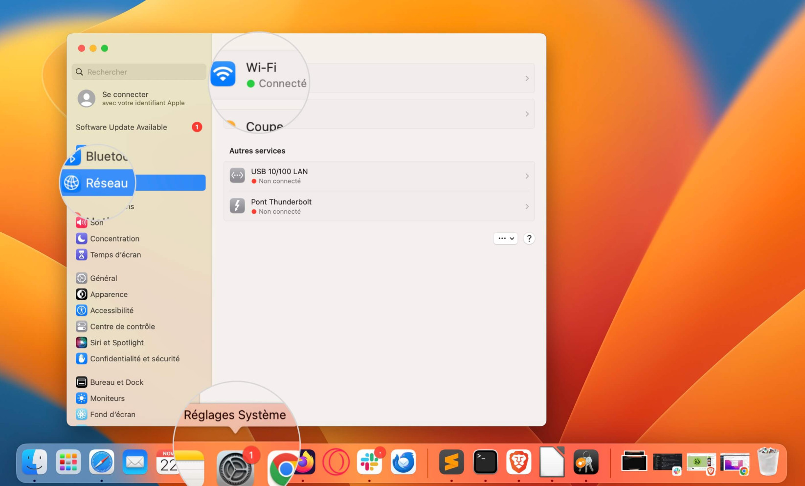 Ouvrez les paramètres réseau sur Mac pour modifier les serveurs DNS