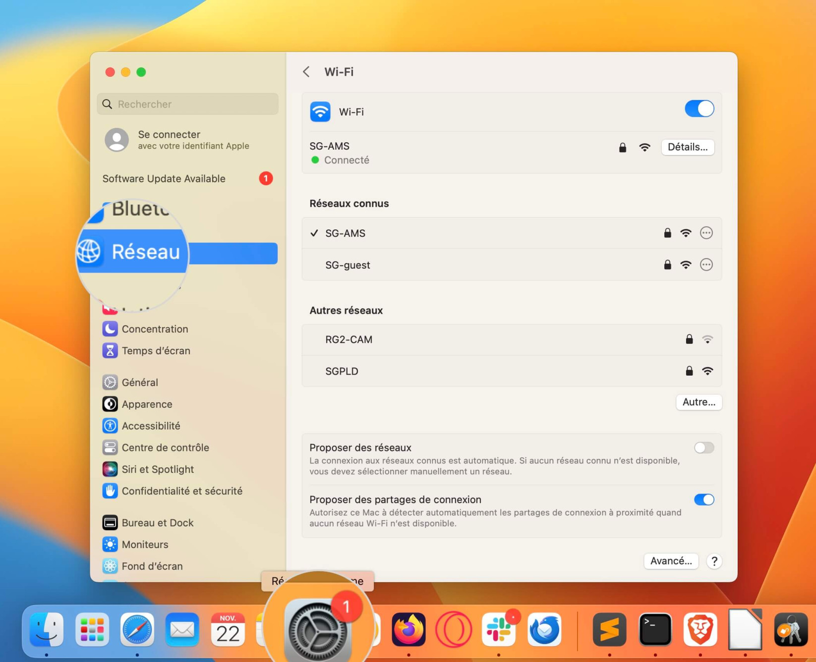 Ouvrez les paramètres réseau sur Mac pour renouveler l'adresse IP
