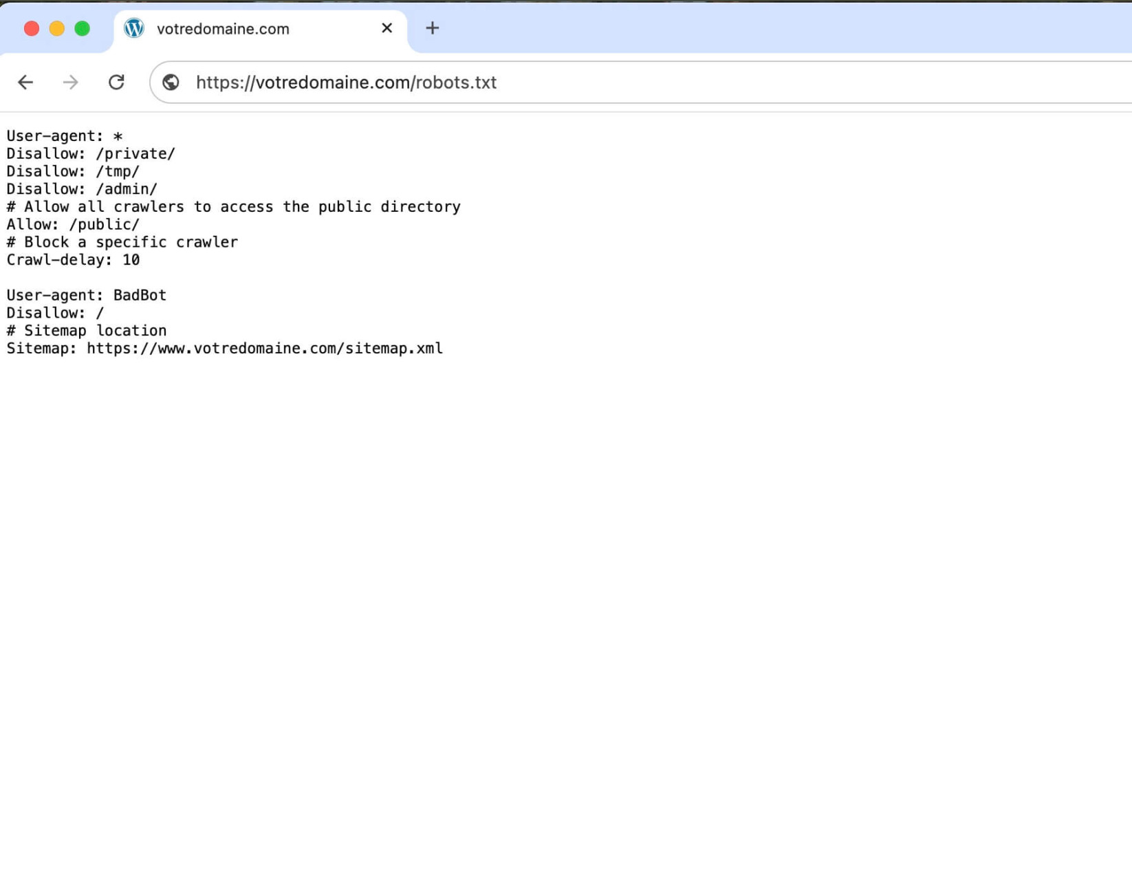 robots.txt dans un navigateur web