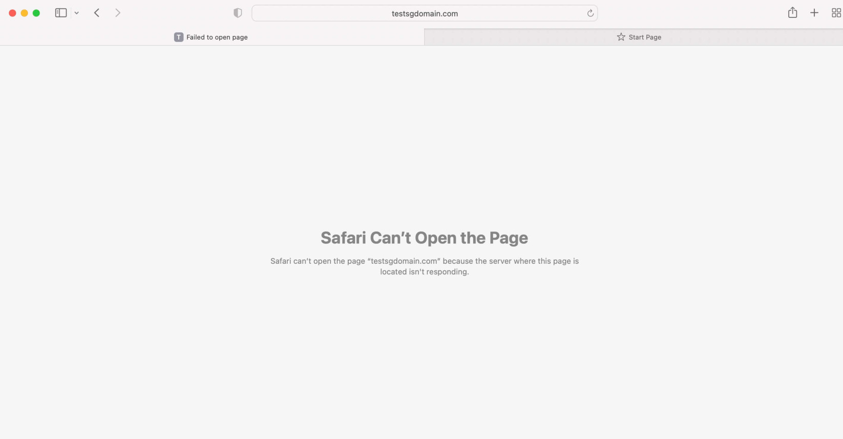 Capture d'écran du Safari ERR_CONNECTION_TIMED_OUT