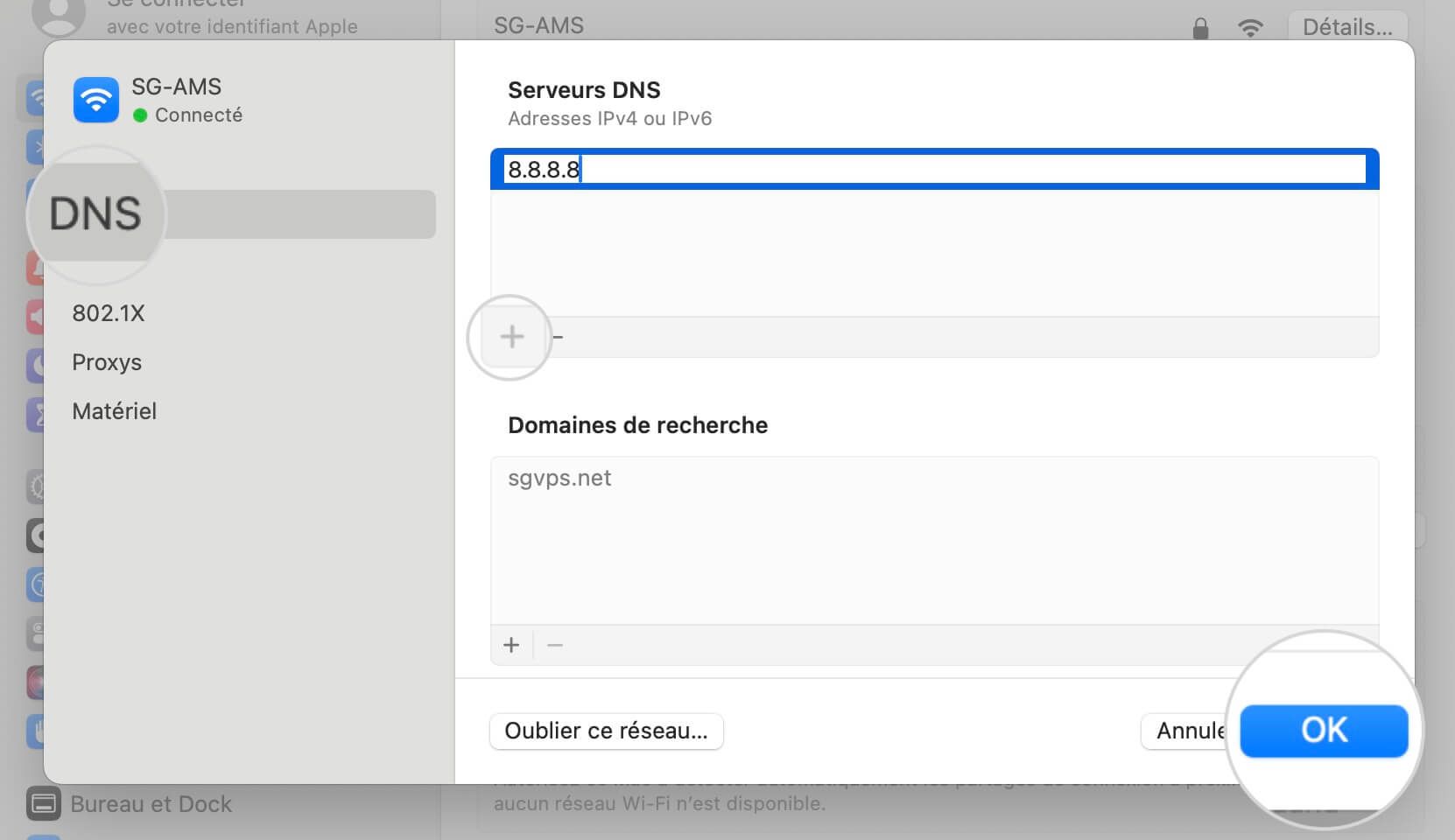 Saisissez des serveurs DNS sur Mac pour corriger ERR_CONNECTION_CLOSED