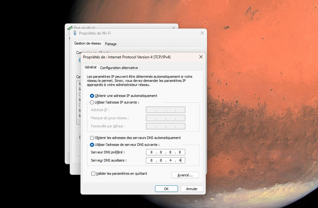 Modifier les adresses des serveurs DNS principaux sous Windows pour corriger « Ce site est inaccessible »