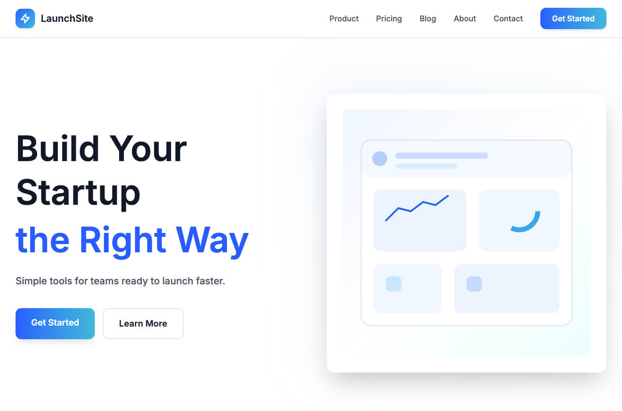 startup site – clean landing page for saas or tech startups with pricing and blog sections