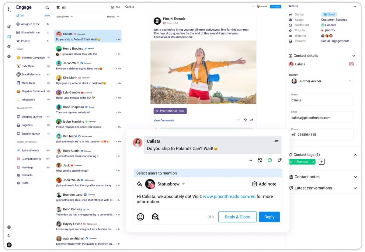Interface de Statusbrew