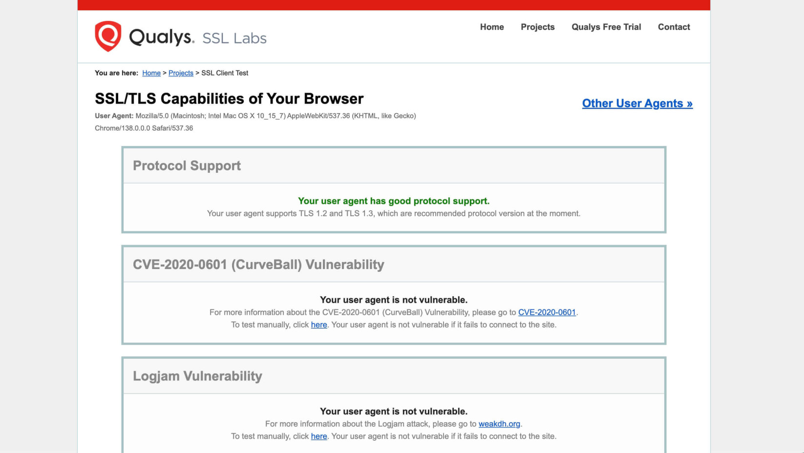 Page de test SSL Client de Qualys