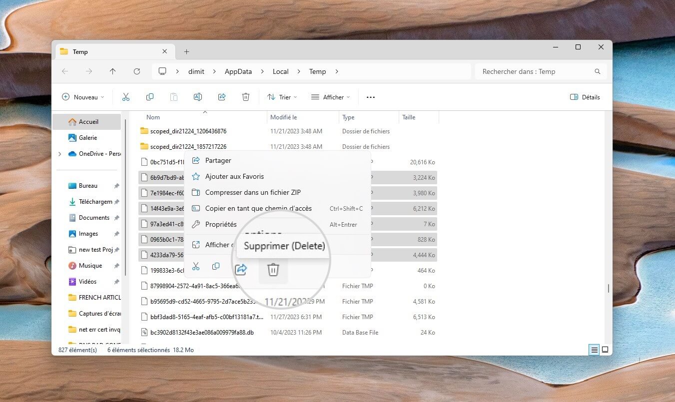 Supprimer manuellement les fichiers temporaires sous Windows