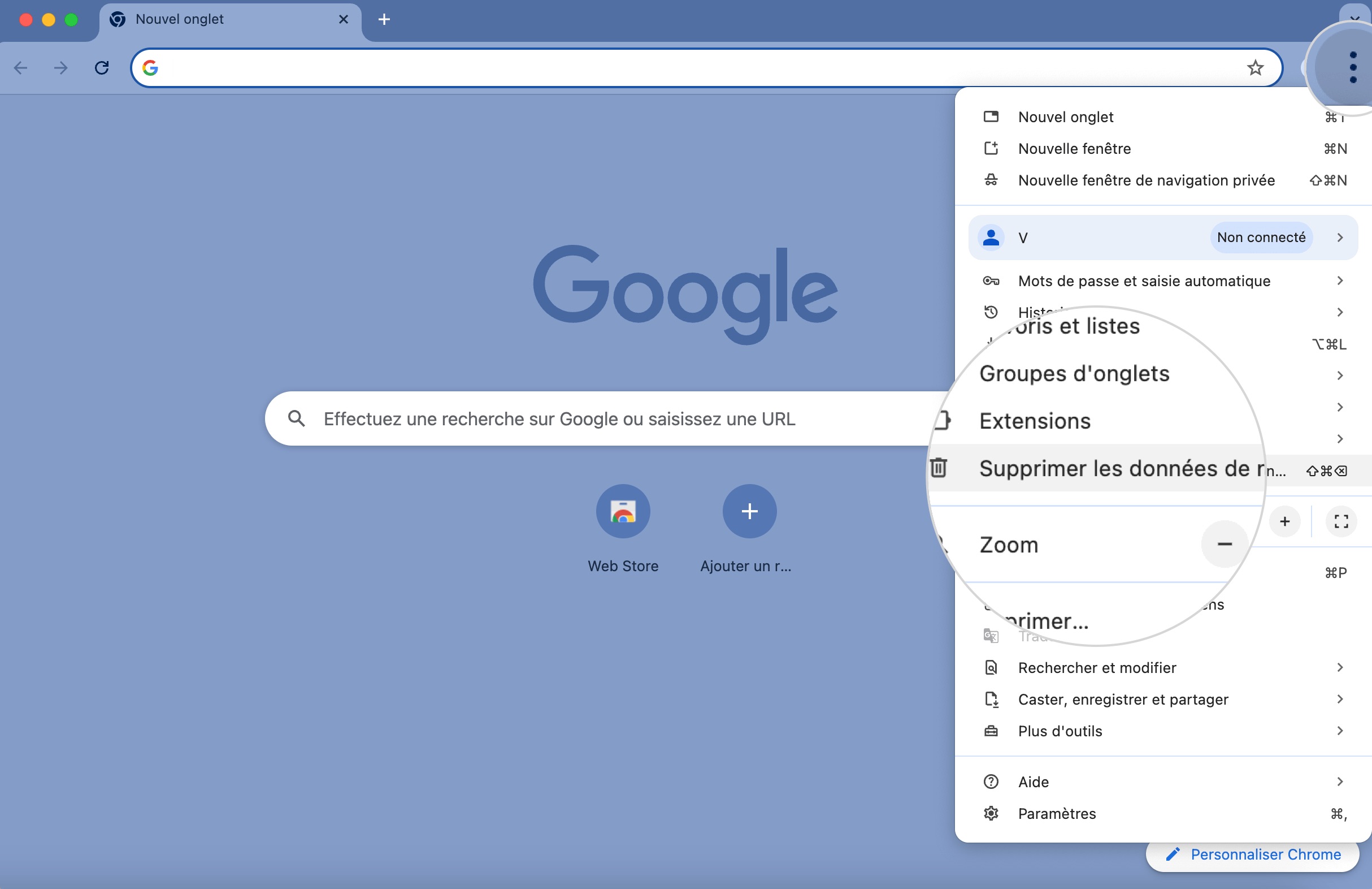 Étapes pour supprimer les données de navigation dans Chrome pour corriger err_address_unreachable.