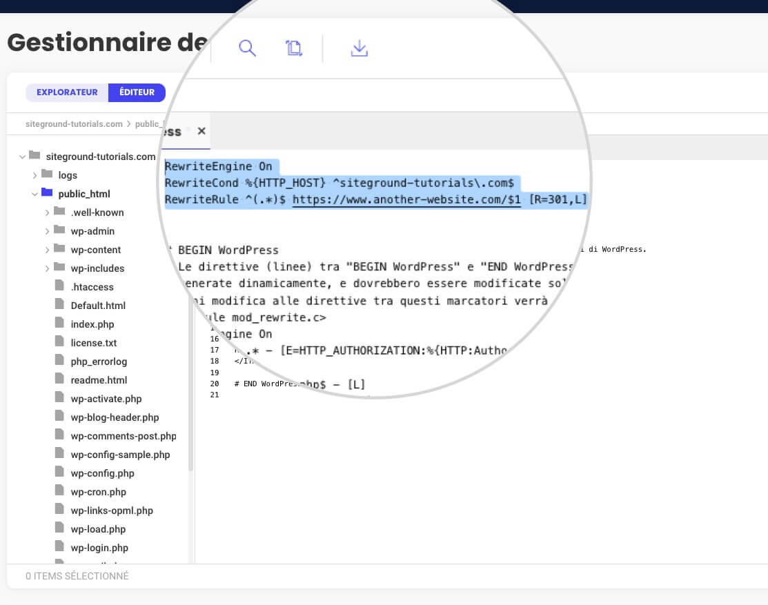 Redirection dans le fichier .htaccess