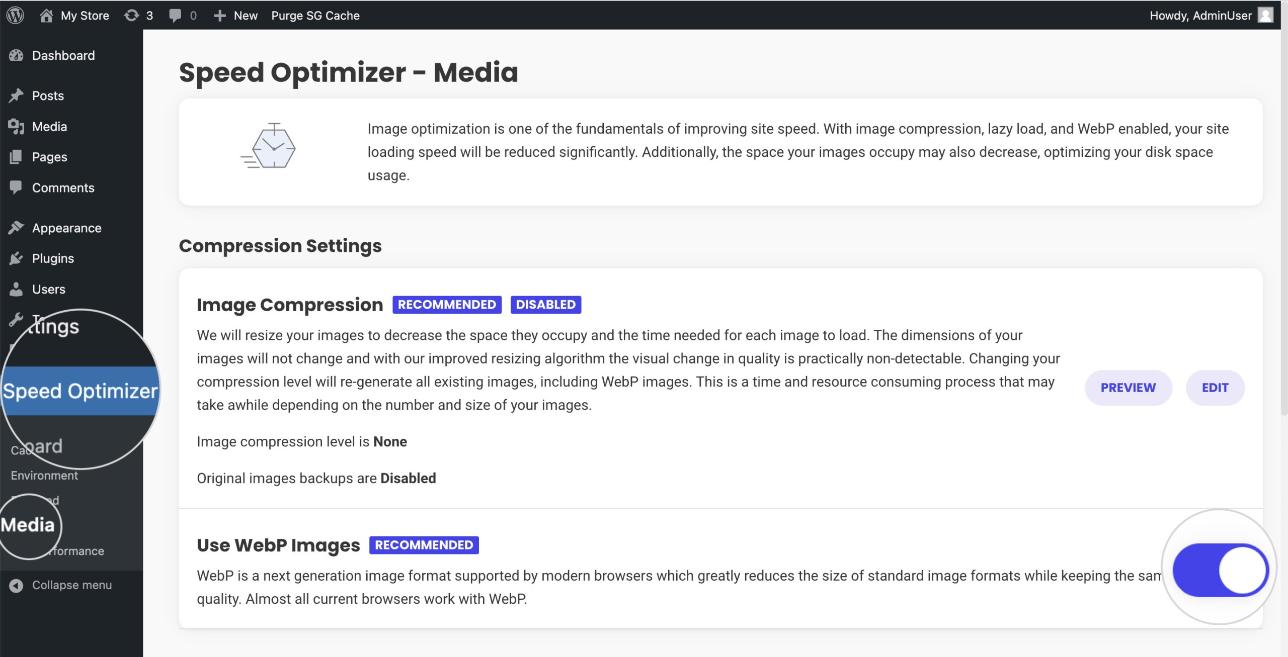 Conversion d’images existantes en WebP avec le plugin Speed Optimizer