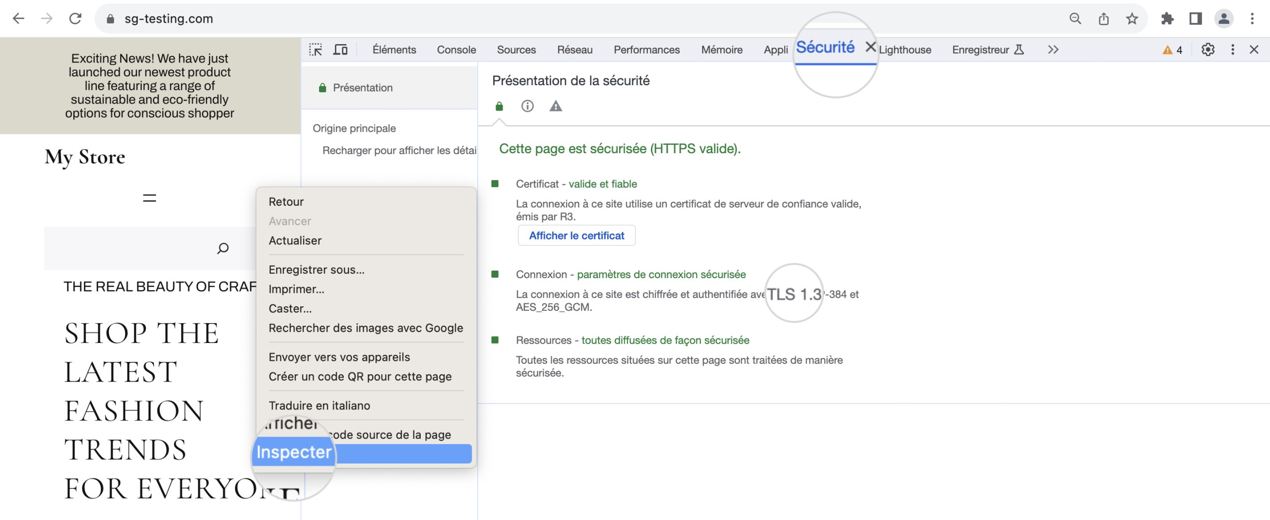 Comment vérifier la version TLS d'un certificat sur Google Chrome