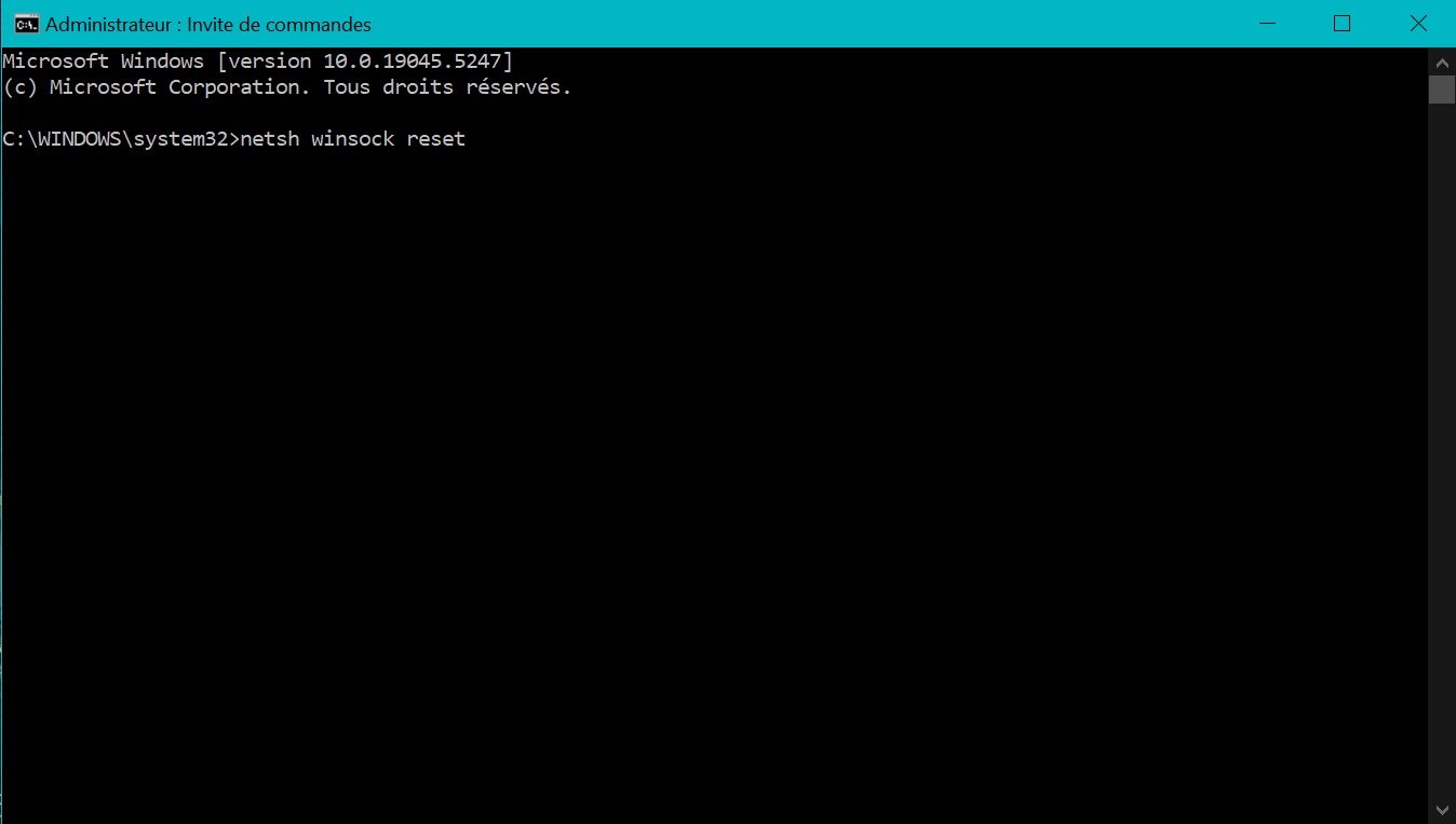 Utilisation de la commande de réinitialisation Winsock dans CMD pour résoudre les problèmes de réseau.